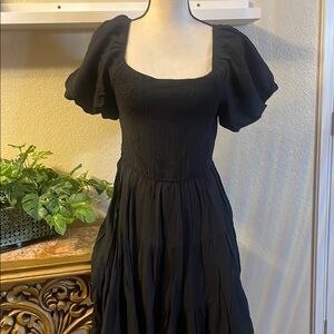 NWT Elegant Black Puff Sleeve Dress